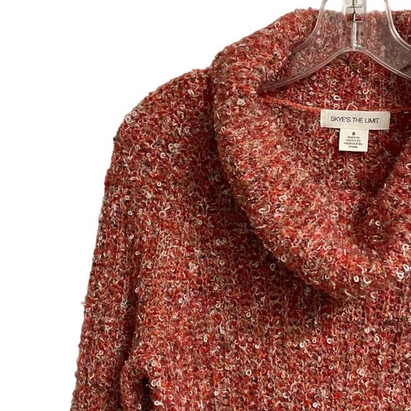 Skye's The Limit Women's Open Knit Cowl Neck Sweater Size S Marled Red Boho - Picture 3 of 14